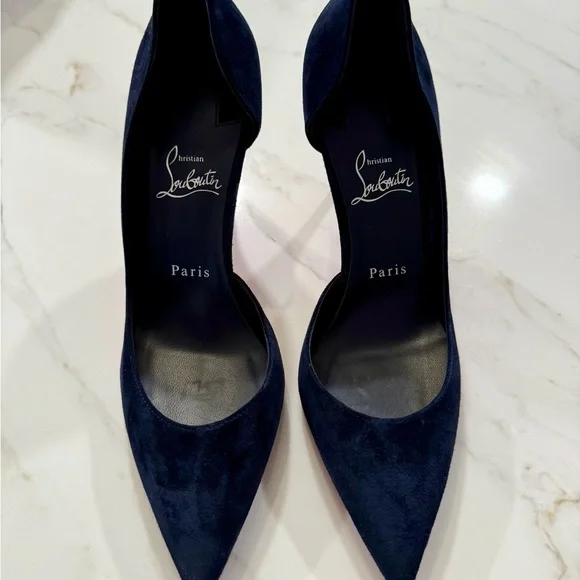 Christian Louboutin Dark Blue Suede Heels - Picture 11 of 11